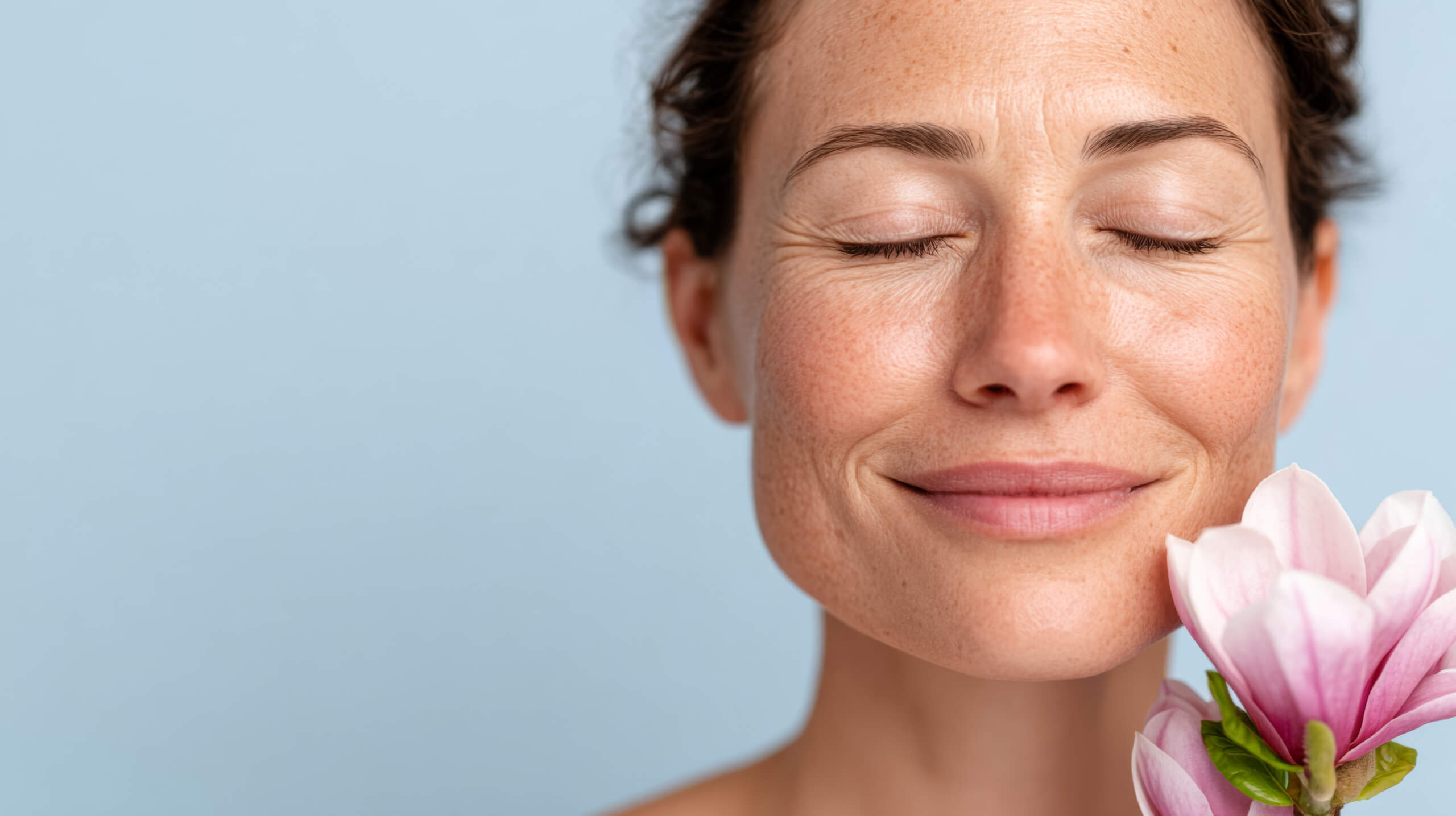 Serenity and joy: woman with closed eyes embracing nature's calm